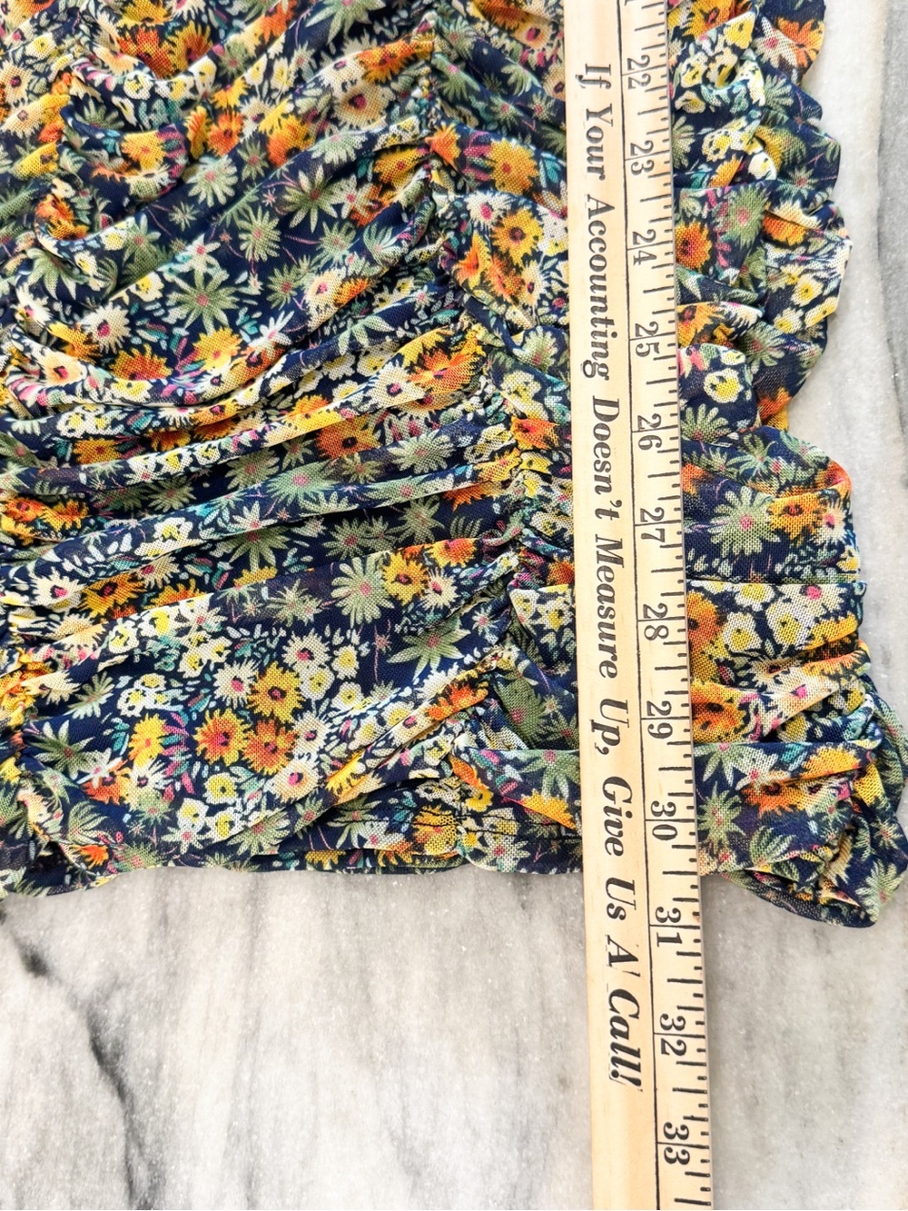 Urban Outfitters Navy Floral Ruched V-Neck Dress - Picture 5 of 6